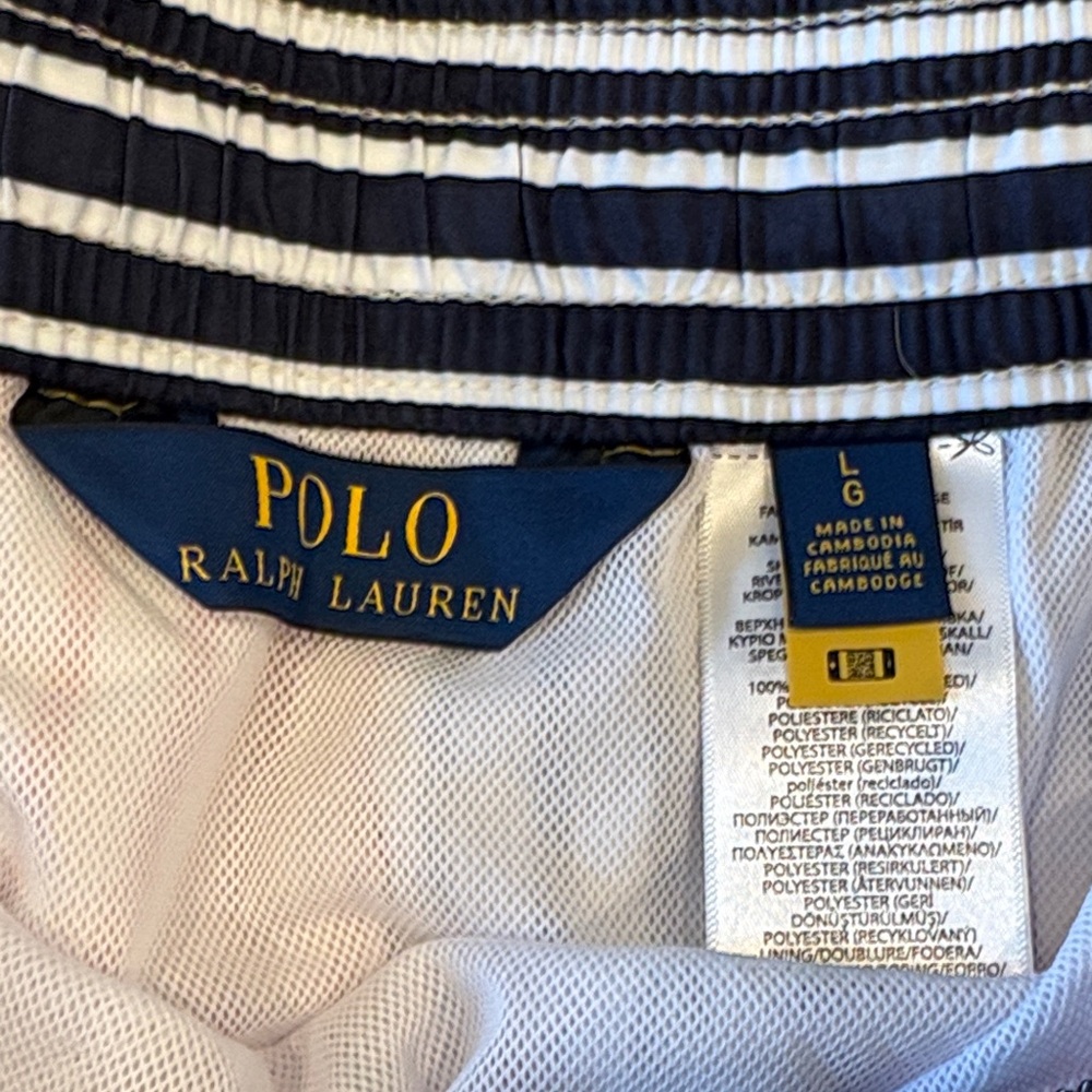Polo Ralph Lauren Red and Black Striped Swim Trunks - Picture 3 of 6